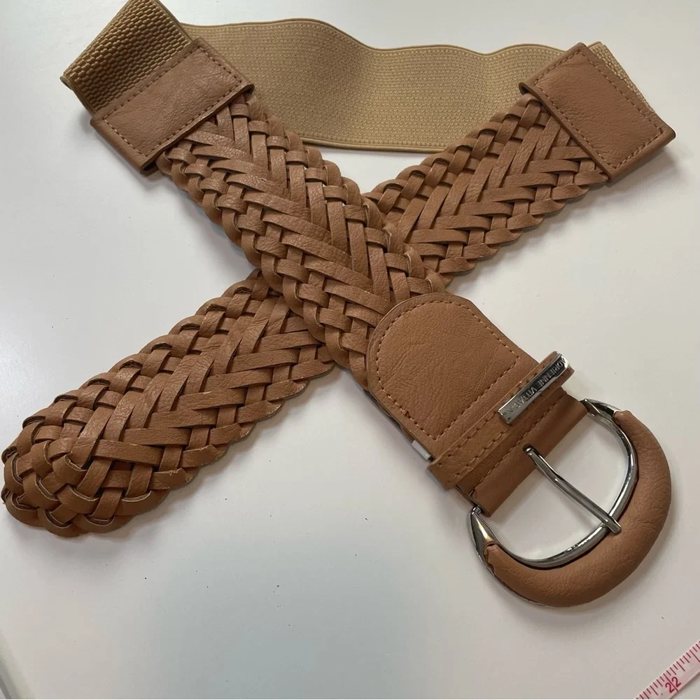 Adrienne Vittadini Braided Belt Featuring Elastic Back and Silver Tone Hardware - Picture 4 of 8